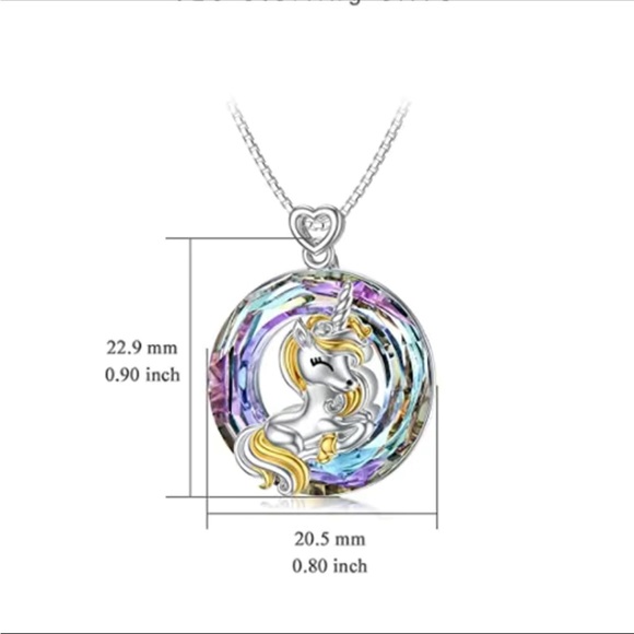 Multicolored Unicorn Pendant Necklace on Silver Chain - Picture 2 of 6